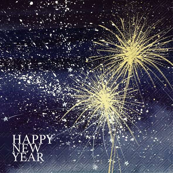 Serviett kaffe Happy Silvester blue