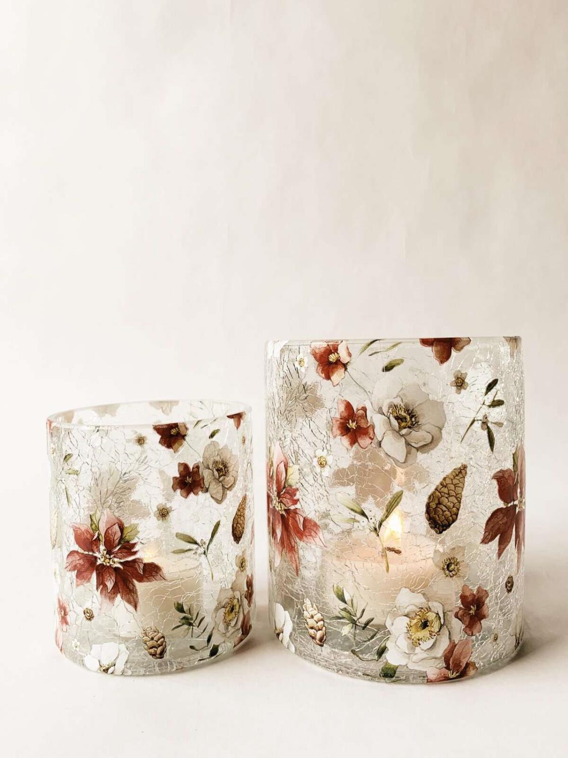 Lysglass juleblomst 11,5x13 cm