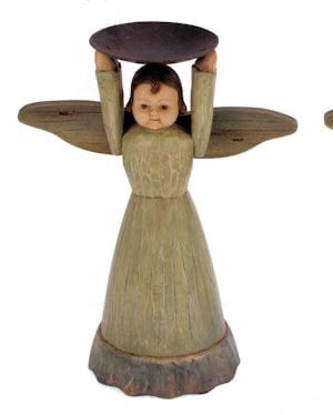 Engel telysholder Grønn 22 cm