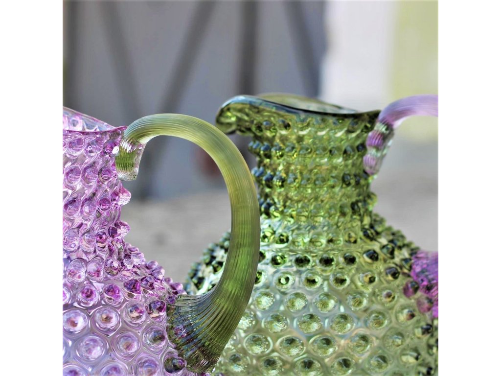 Hobnail Karaffel 2L Olive green w/lilac