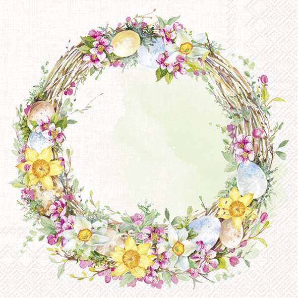Napkin lunch Happy Easter Wreath Cream