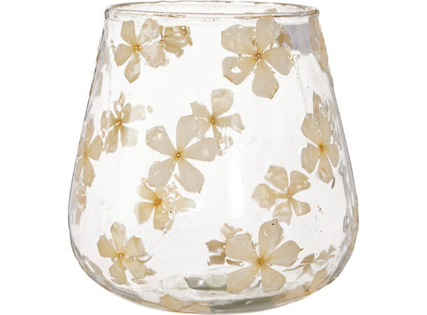 Telysholder glass tørka blomster 15 cm