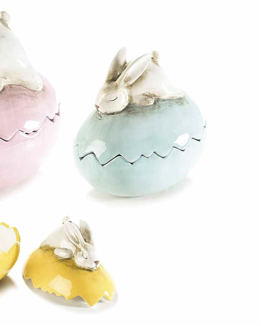 Blått påskeegg kanin 12 cm