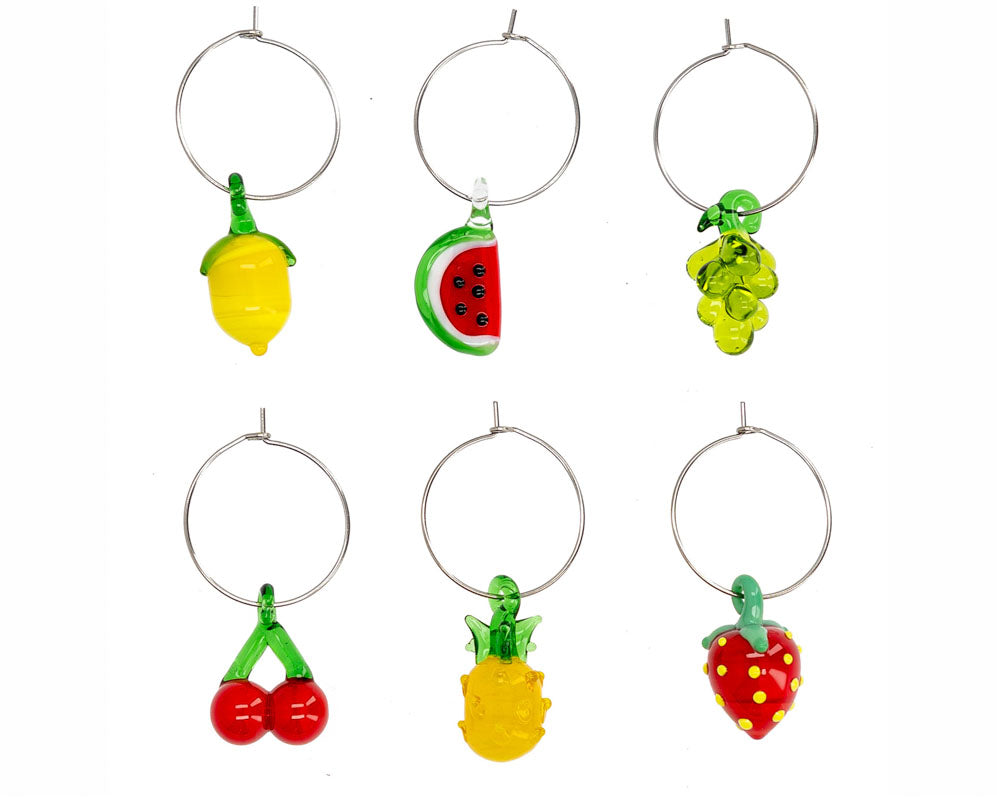 Wine Glass Markers Fruit S/6