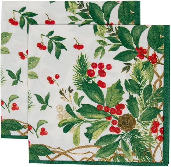 Serviett kaffe Holly Chintz white