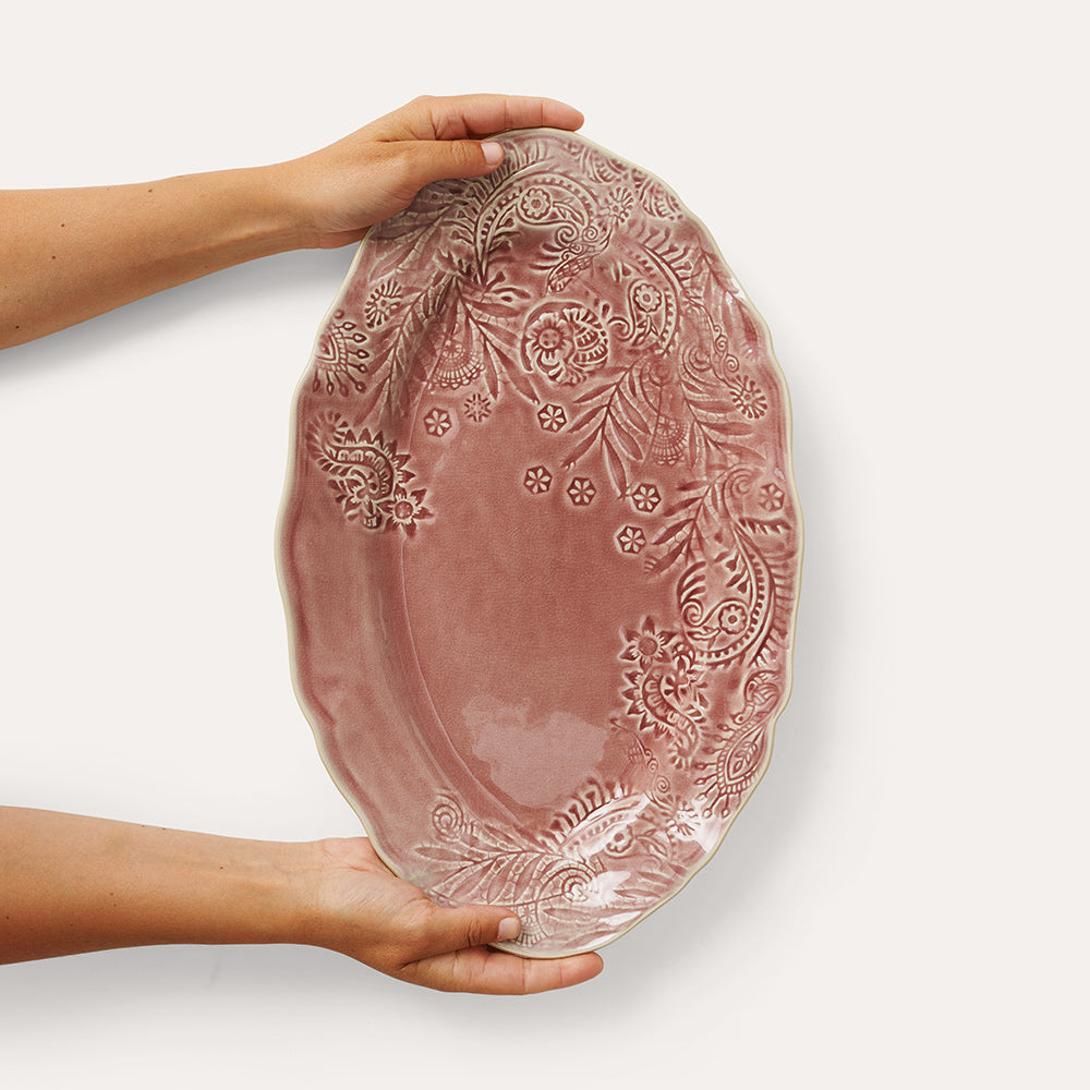 Serveringsfat ovalt 40x25 cm Old Rose