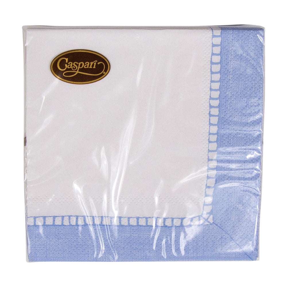 Serviett kaffe linen border light blue