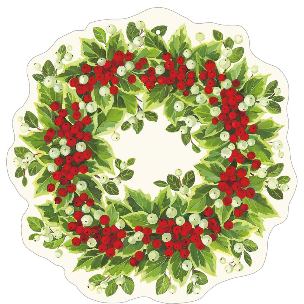 Gift Tag Holly and Berry Wreath 4-pack