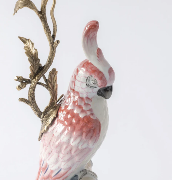 Lysestake kakadue porselen 37 cm