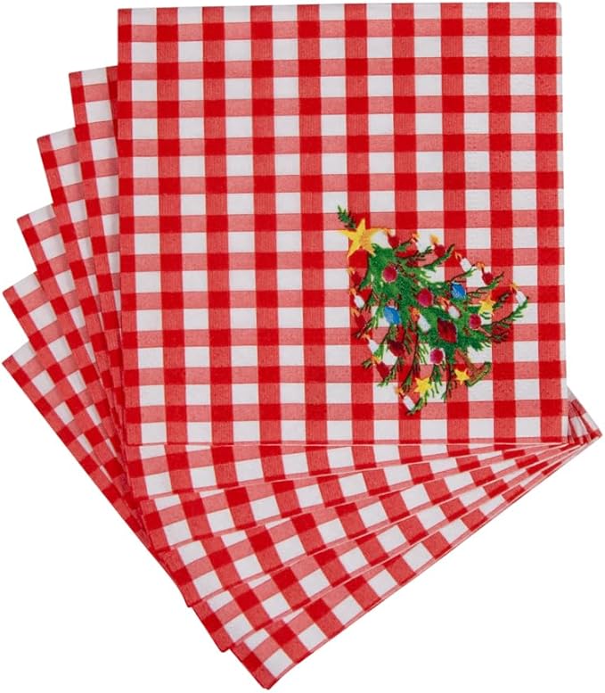 Serviett kaffe Christmas Tree Gingham