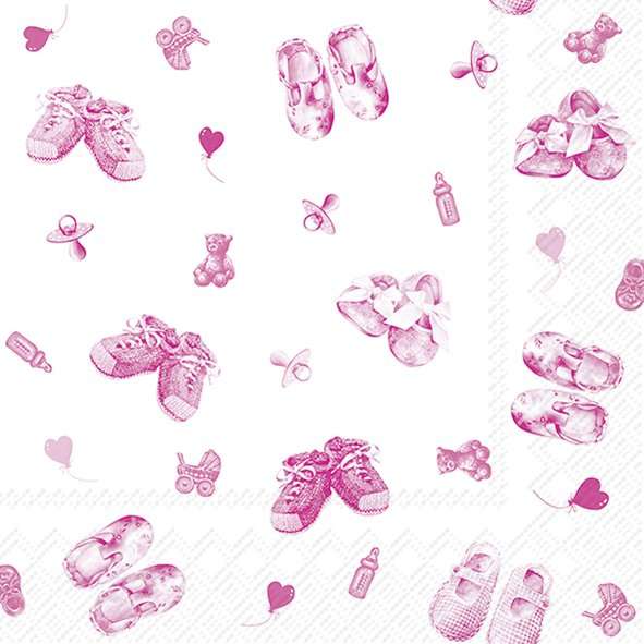 Serviett lunch baby shoes allover light rose