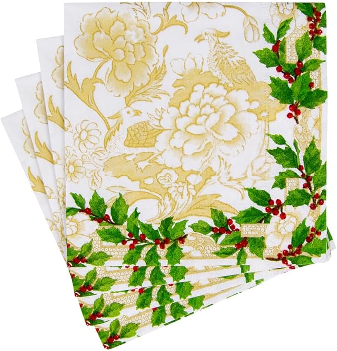 Serviett kaffe Holly Ceramic Ivory/Gold