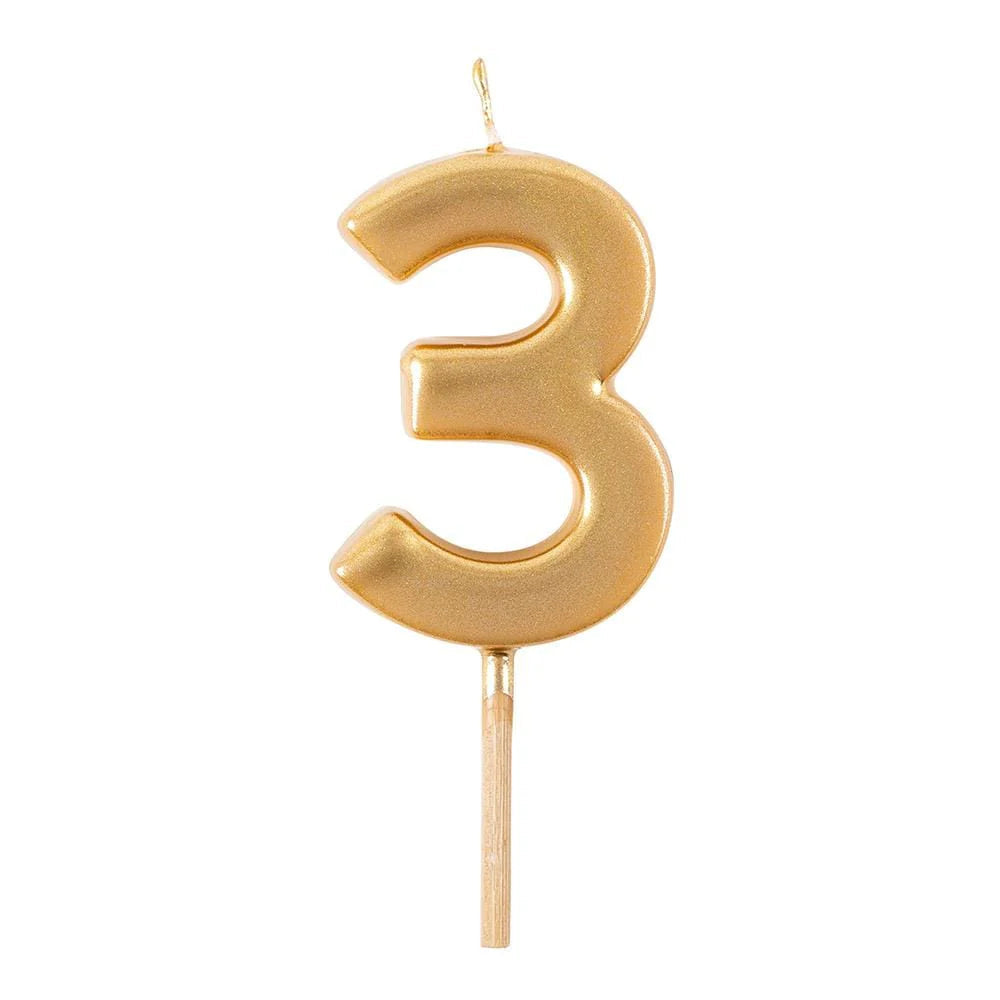 Cake Candle Number Gold 3