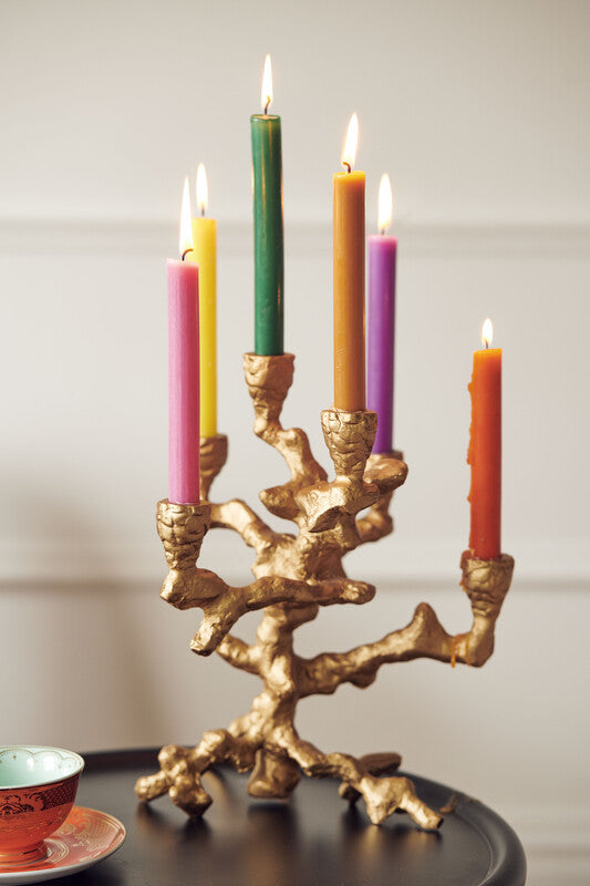 Candle holder Apple tree gold 32 cm