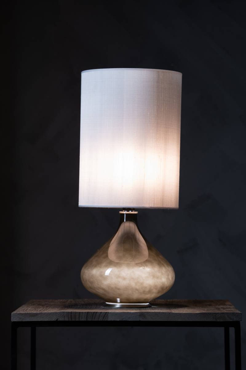 Flavia bordlampe 70 cm Negra Seda Plata skjerm