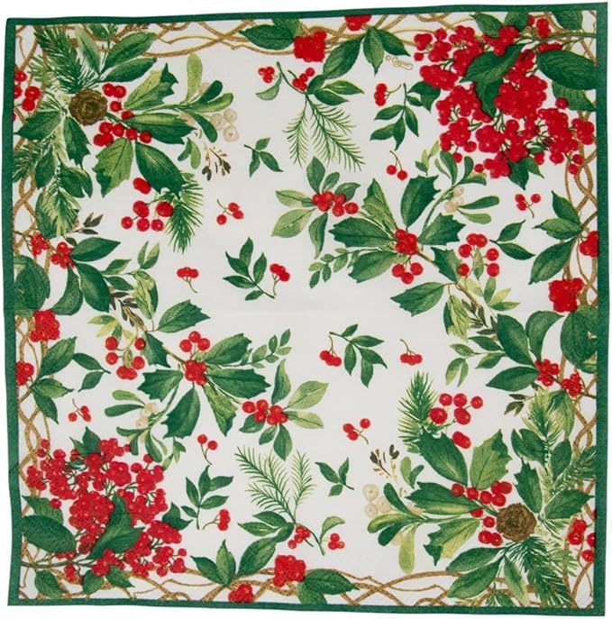 Serviett kaffe Holly Chintz white