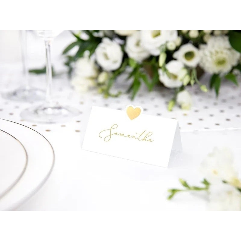 Place Cards Gold Heart 10 pcs