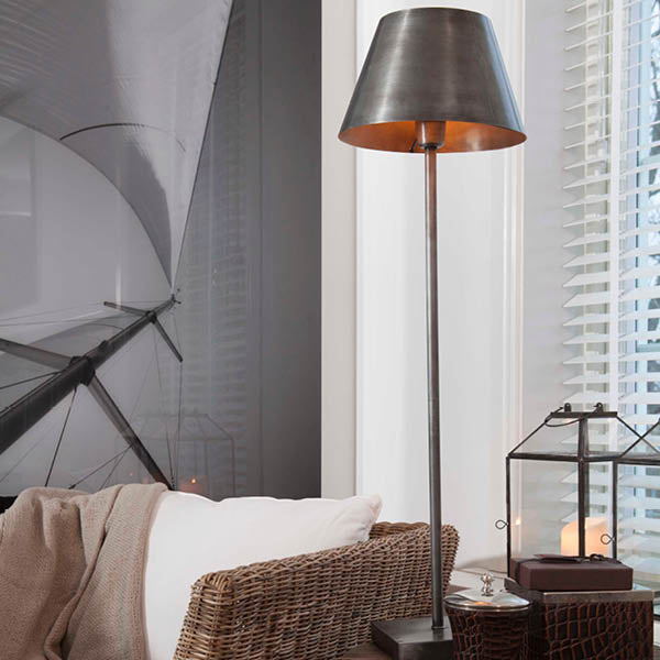 Pewter bordlampe m/skjerm høy