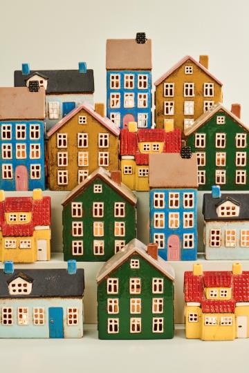 Lyshus Nyhavn grønn 18 cm