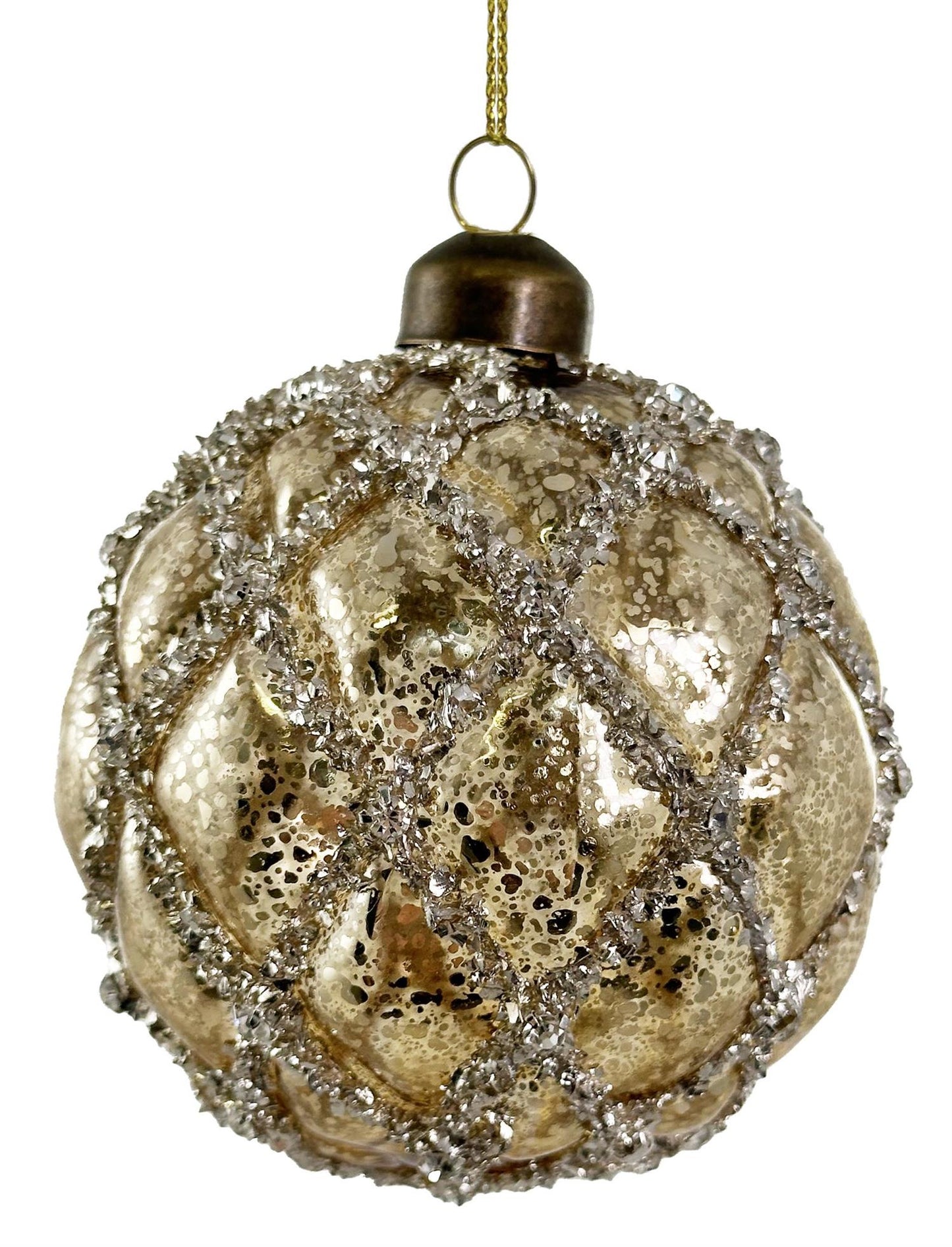 Julekule antikk gull 8 cm