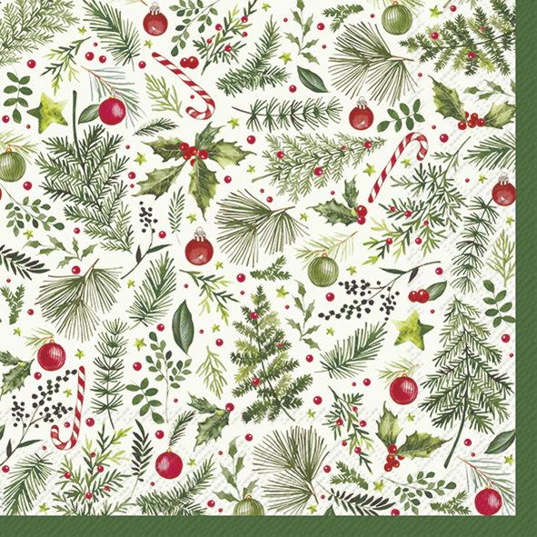 Christmas Branches Allover Lunch Napkin