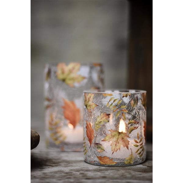 Autumn leaf tealight holder 9x10 cm