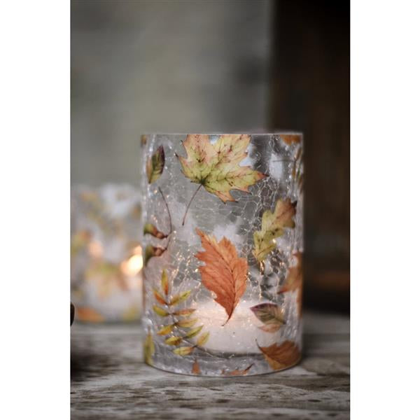 Candle holder autumn leaf 10x14.5 cm