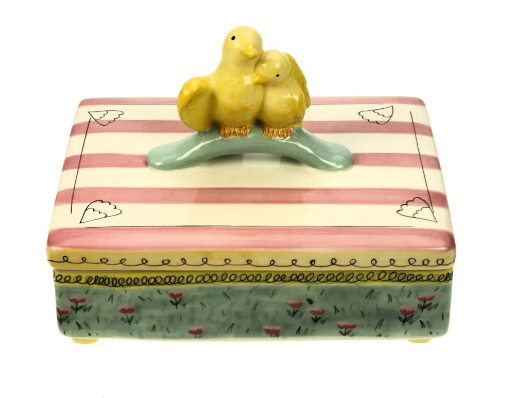 Dekor boks med fugler 20x16 cm