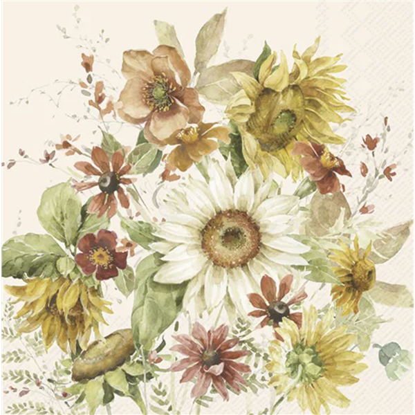 Serviett lunch late summer flowers cream