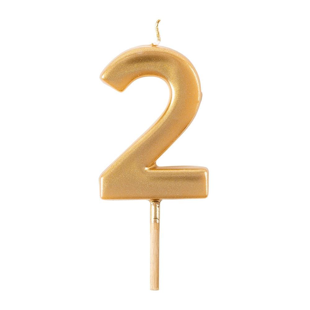 Cake candle number gold 2