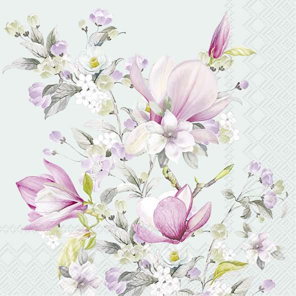 Serviett kaffe romantic magnolia light blue