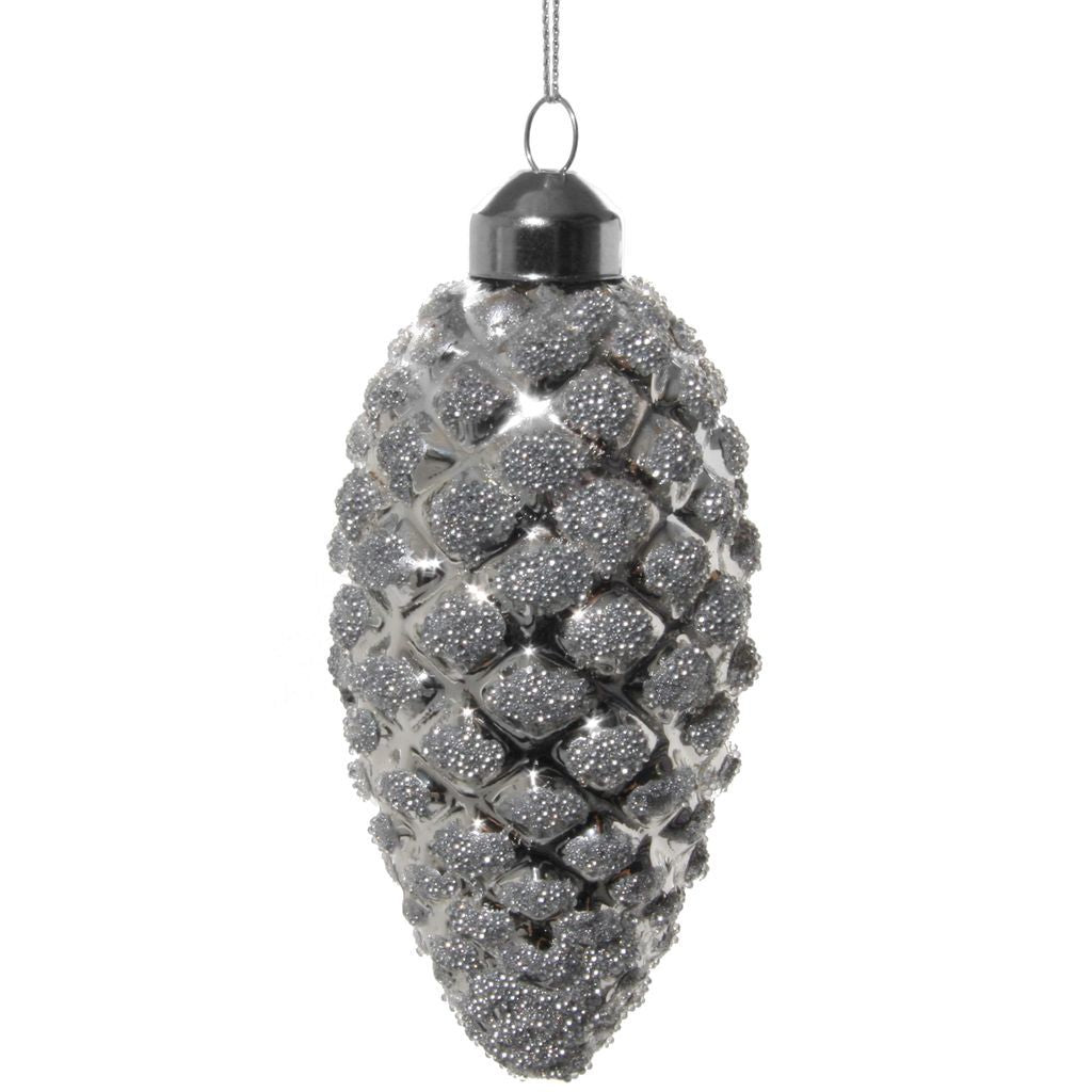 Christmas Tree Ornament Pinecone Silver 11 cm