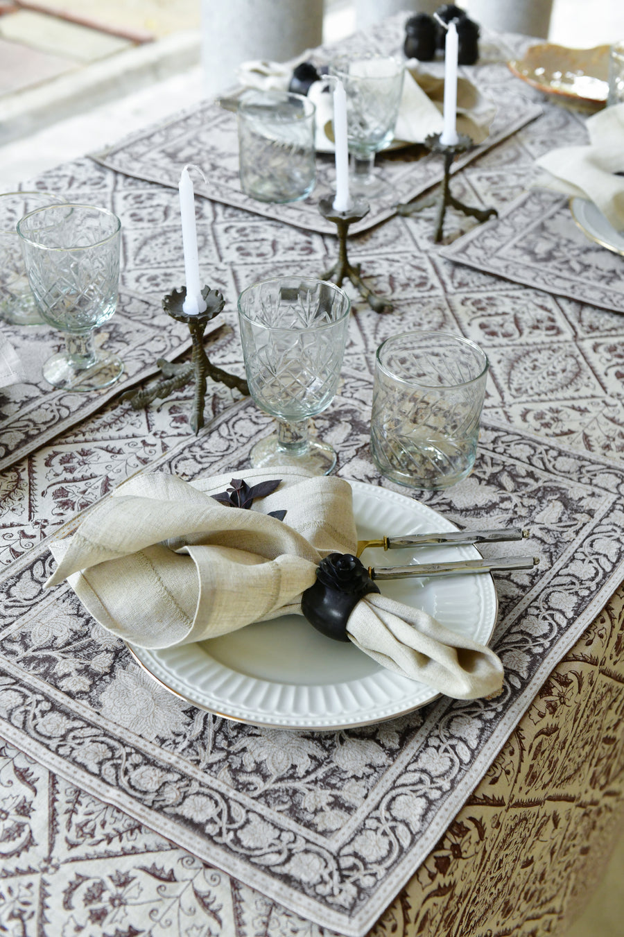 Tablecloth Jaipur Brown 150x350 cm