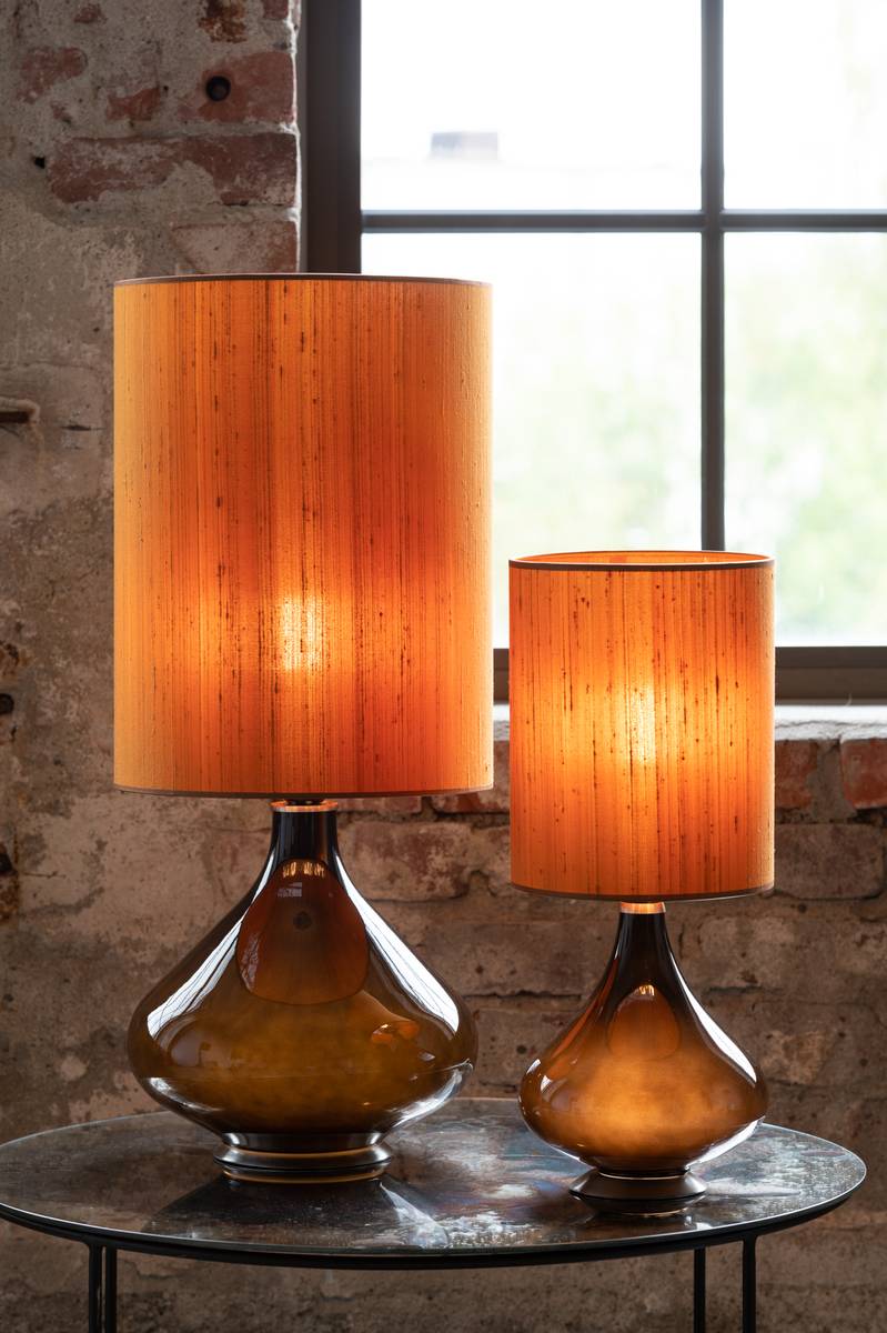 Flavia Table Lamp 70 cm Black Silk Copper Shade