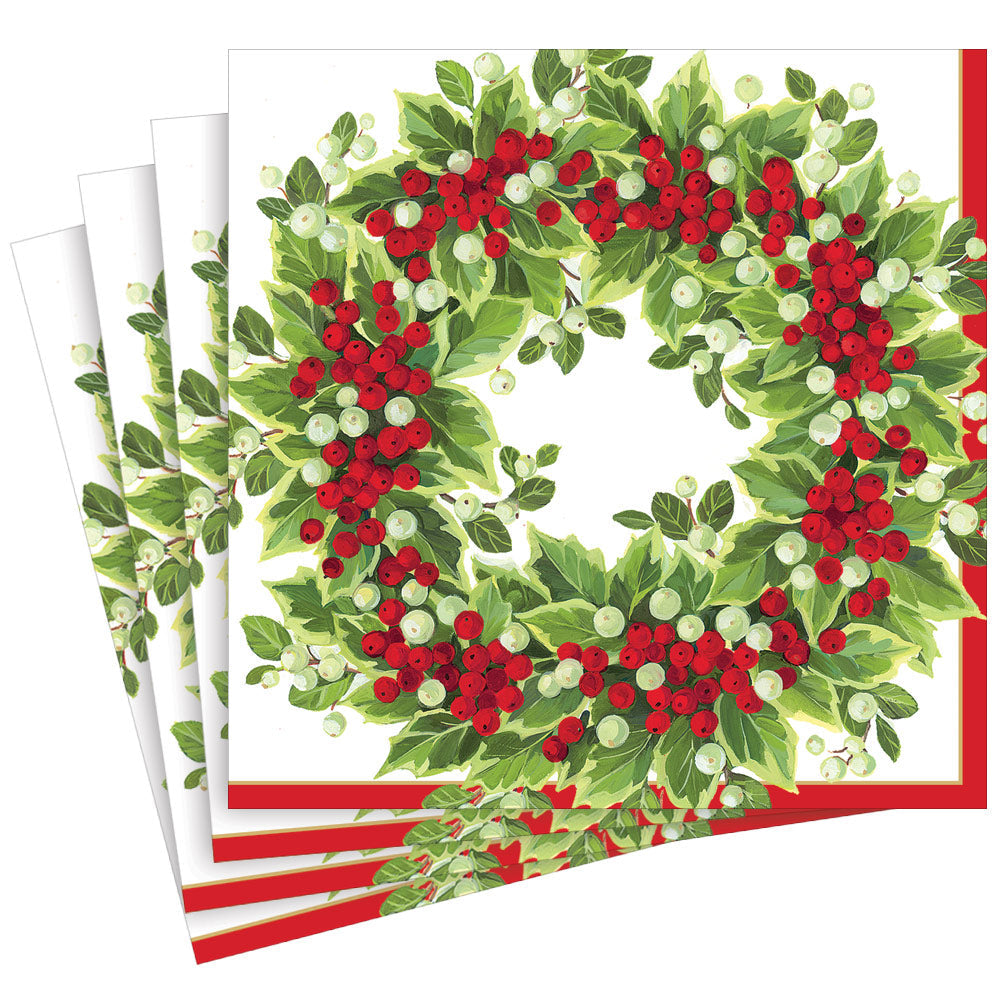 Serviett middag Holly and Berry Wreath
