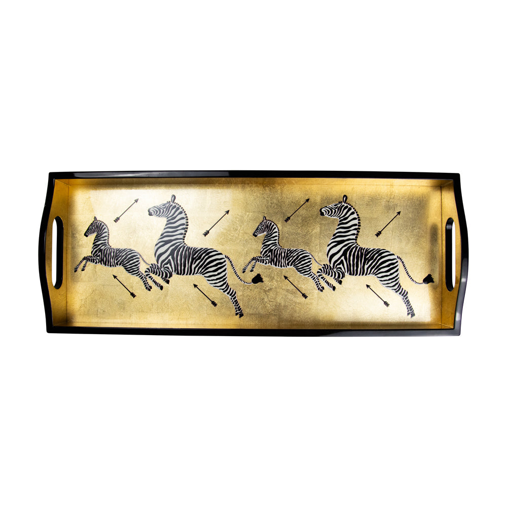 Lacquered Tray Zebras Gold 51x20 cm