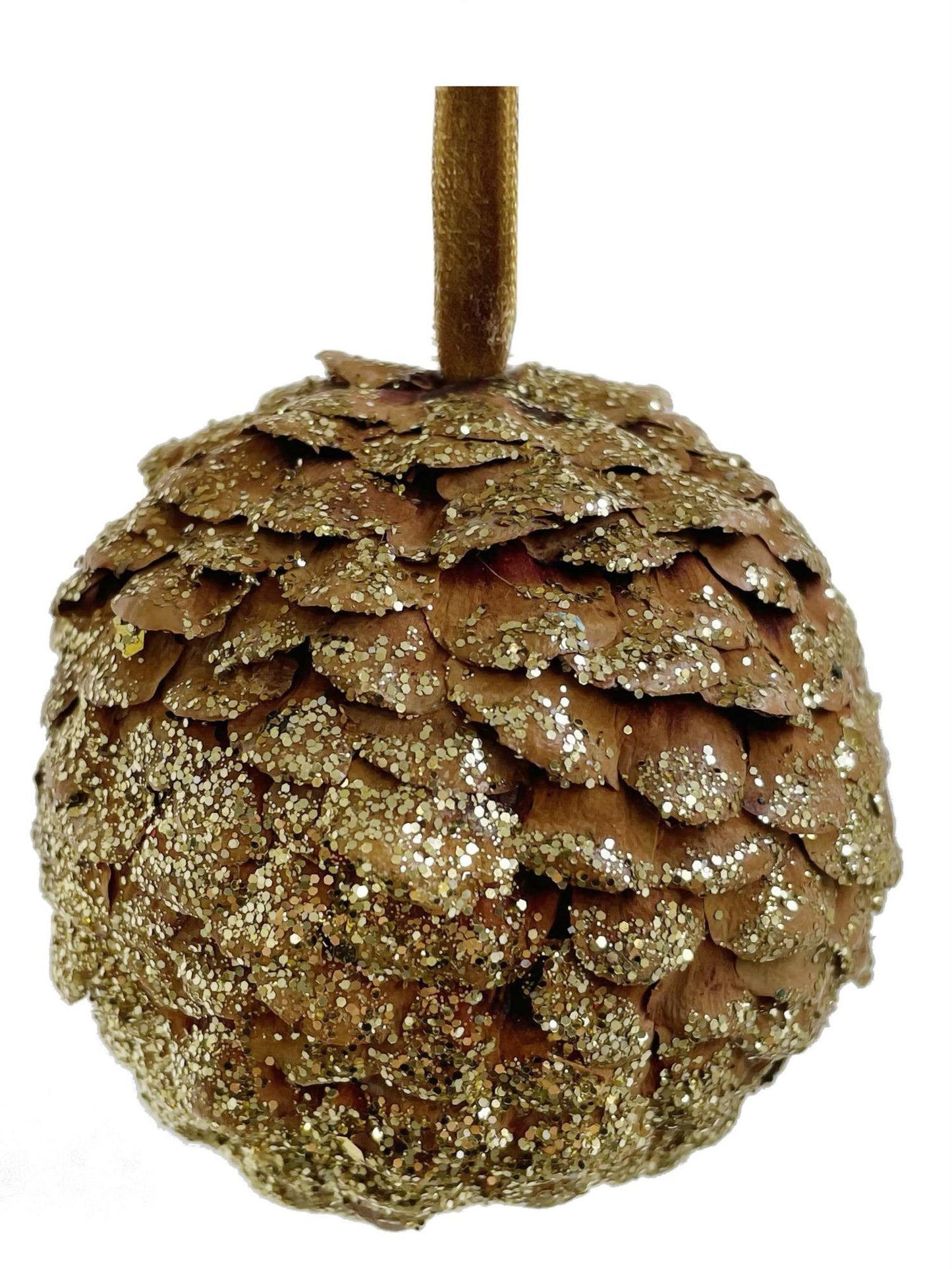 Christmas bauble Fir cone scale glitter 8 cm