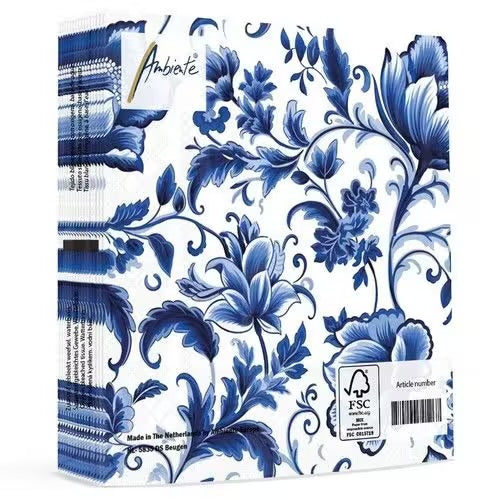 Serviett lunch Delft Blue florals