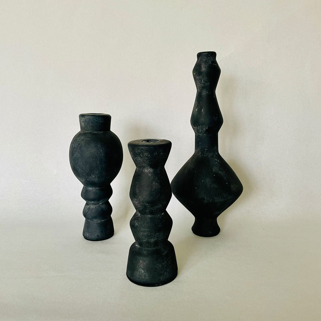 Candle holder black 22 cm