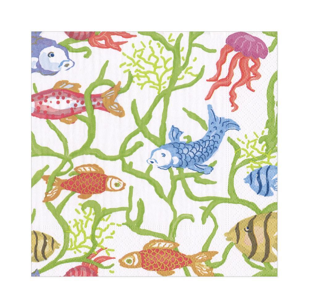 Napkin lunch tropical reef white