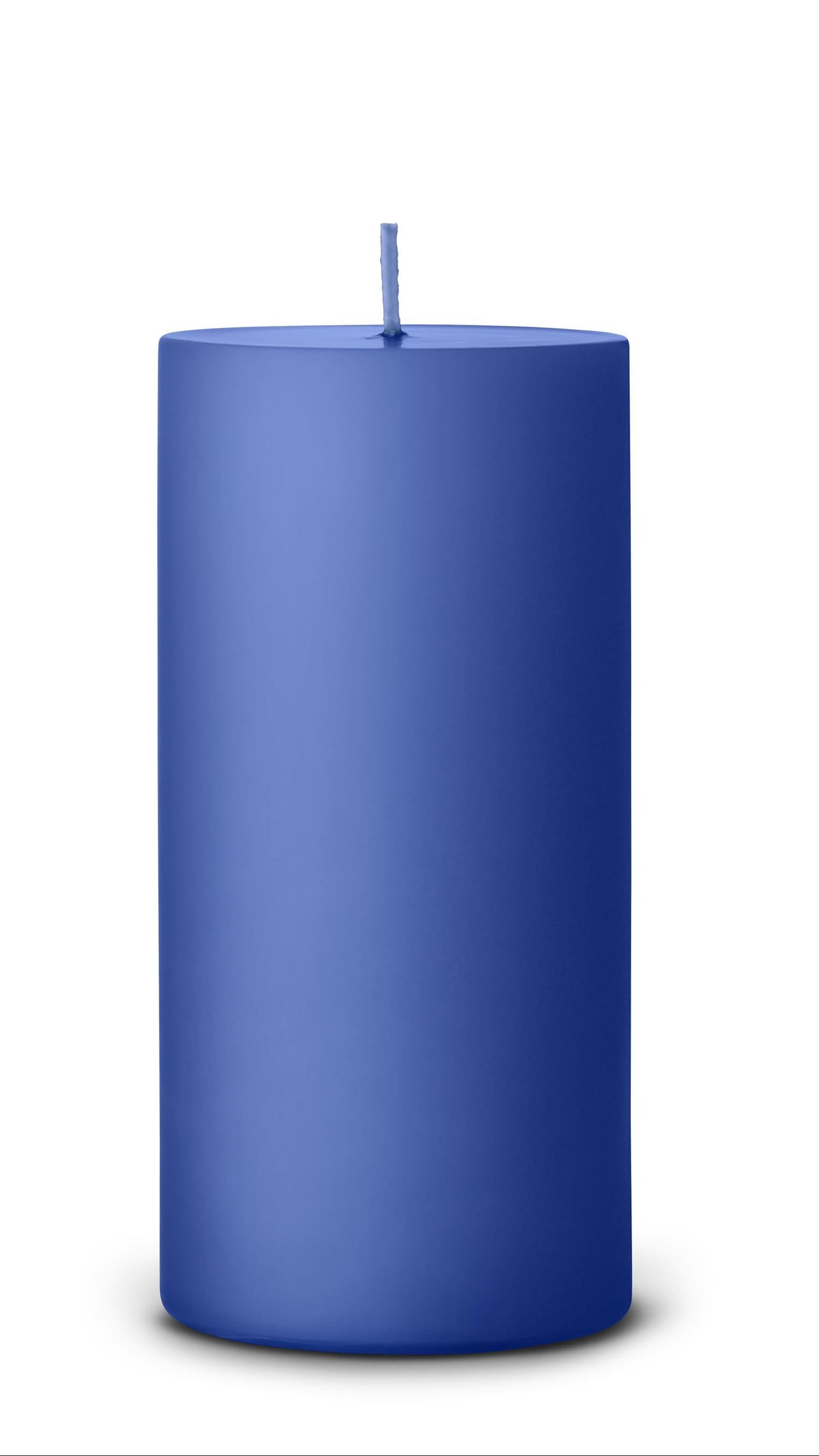 48 Cornflower pillar candles 7x15 cm