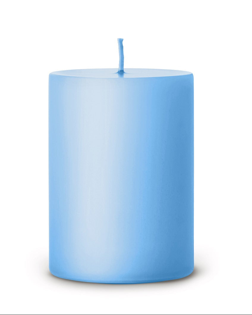 59 Sky blue pillar candles 7x10 cm