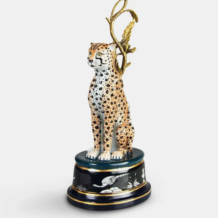 Lysestake porselen leopard
