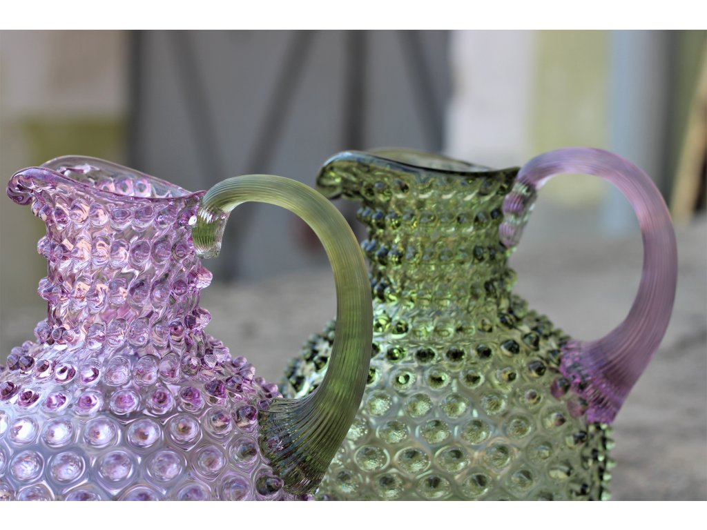 Hobnail Karaffel 2L Olive green w/lilac