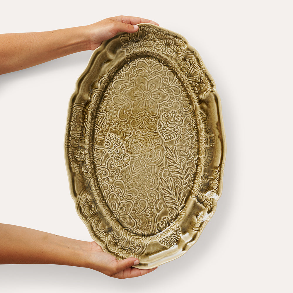 Serveringsfat ovalt 49x32 cm Sand