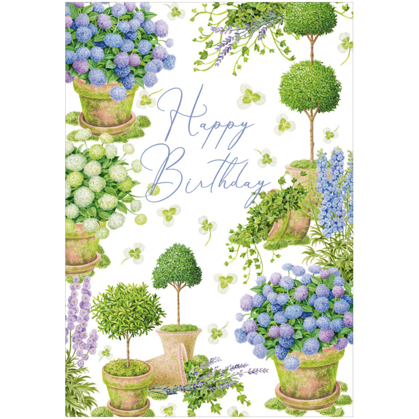 Card w/envelope Happy Birthday Potted hydrangea