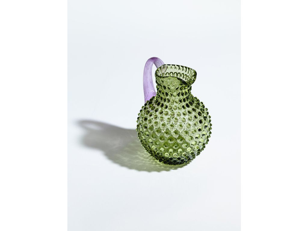 Hobnail Karaffel 2L Olive green w/lilac