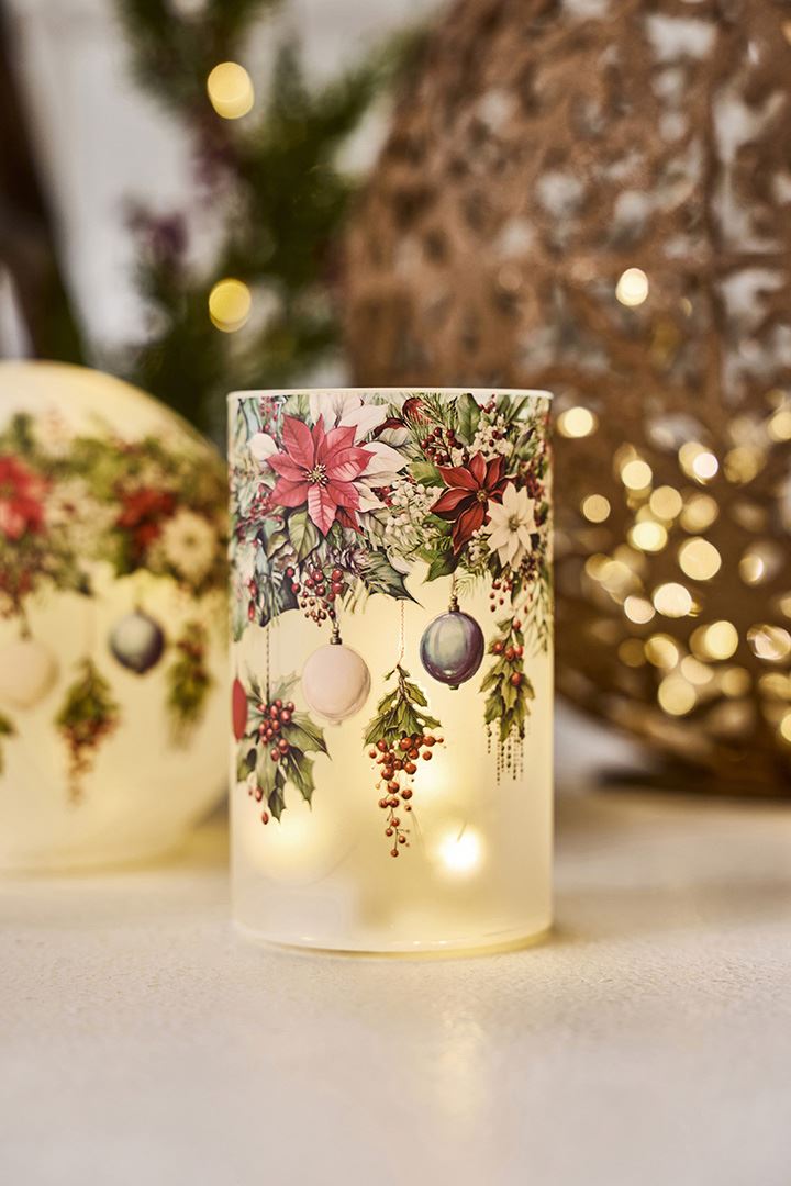 Glass Candle Holder LED Christmas 12x7 cm