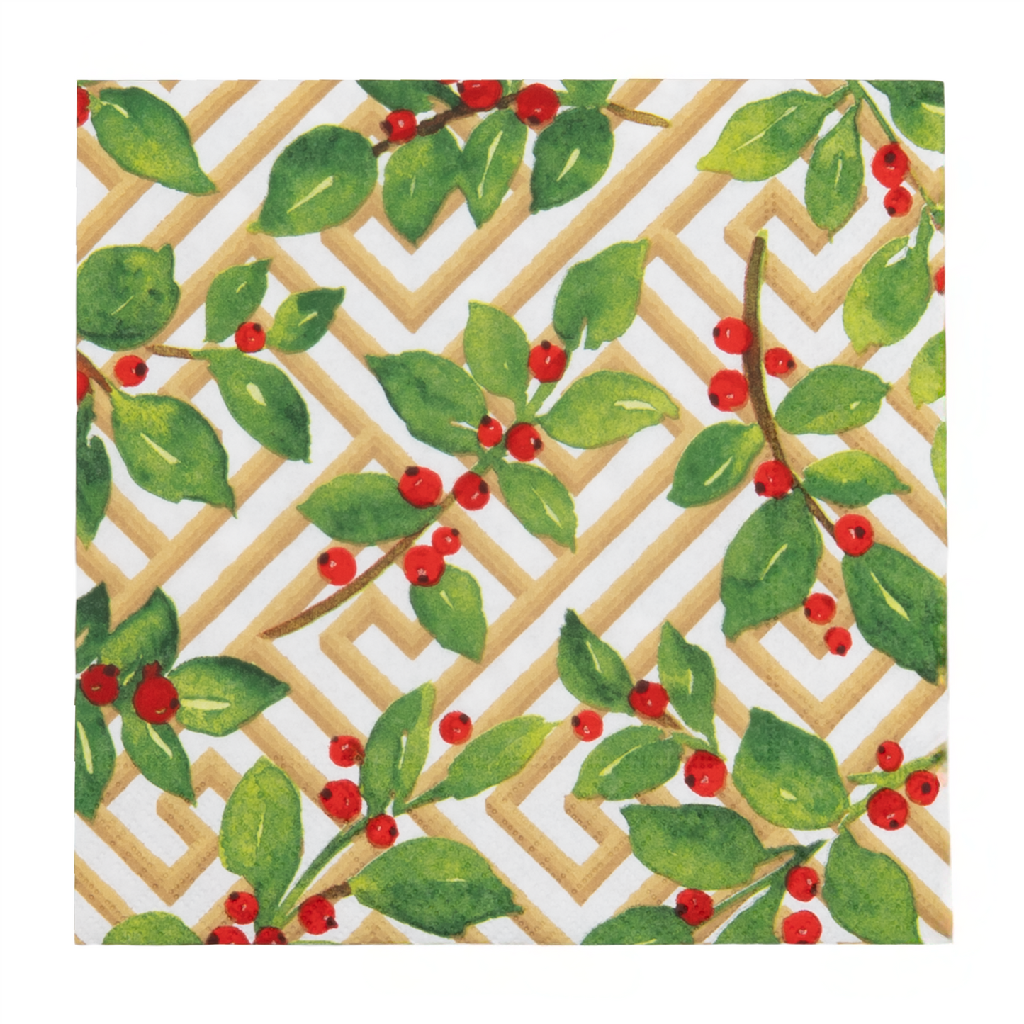 Napkin Lunch Holly and Fretwork White