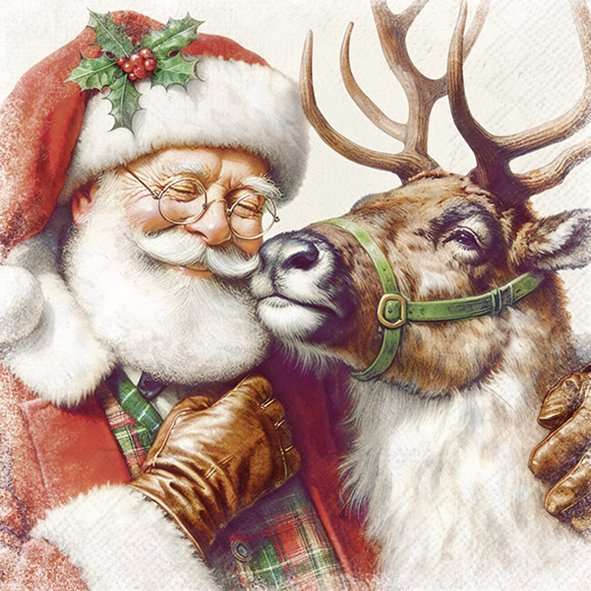 Napkin Coffee Santa's Best Friend cream